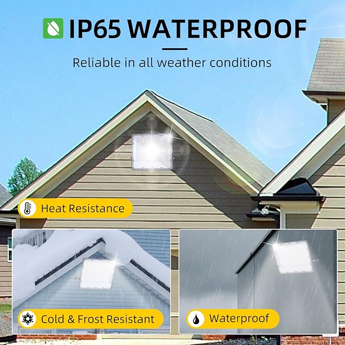 WeDo LED Flood Light 200W Equivalent – 150W Plug-in Outdoor Spotlight, 6500K Bright Daylight, IP65 Waterproof Security Light for Driveway, Building, Warehouse, Front Yard