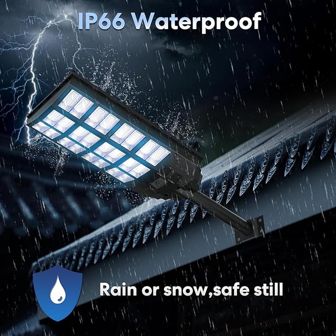 8000W Solar Street Lights Outdoor Waterproof, Dusk to Dawn Solar Lights Outdoor with Motion Sensor and Remote Control for Yard, Parking Lot, Garage, Street, 4 Pack