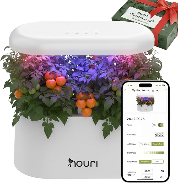 Nouri 5 pod APP Smart Garden for Home Cooks | w/Heirloom Salad | Hydroponics Growing System | LED Grow Lights | Indoor Herb Garden Kit | Herb Growing Kit Indoors for Plant Lovers, Gardeners, Kitchen