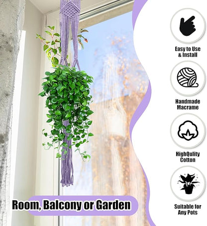 Hoteam 12 Pcs Macrame Plant Hangers Macrame Hanging Planters for Indoor Plants Handmade Boho Hanging Baskets Flower Pots Holder for Outdoor Home Wall Decor