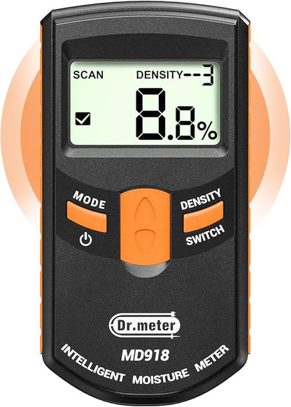 Pinless Wood Moisture Meter, Non-Destructive Moisture Detector for Wood Firewood, 4%-80% Measuring Range Digital Sensor Scanner (MD918)