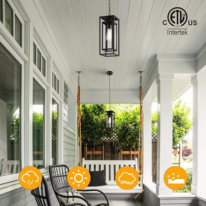 mirrea 14" Outdoor Pendant Lights for Front Porch Hanging Lamps for House Outside Lighting Fixture for Patio Exterior Chandelier for Entryway Ceiling Lanterns for Gazebo