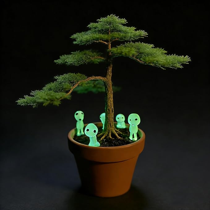5 Pcs Luminous Tree Elves Spirit Gardening Mononoke Potted Decoration Micro Princess Landscape Figures Ornament , Fairy Garden Accessories, Plant Accessories, Halloween Decorations - Green.