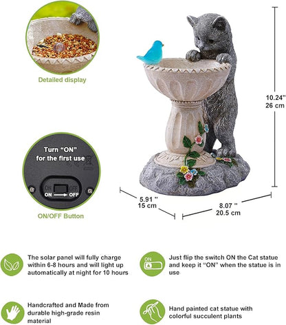 Nacome Solar Cat Garden Decor: Outdoor Statues Ornaments for Outside Decorations Yard Art Lawn Porch Patio Balcony - Birthday Choice for Mom Grandma Women Lover