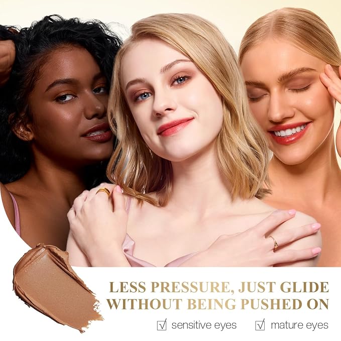 Eyeshadow Makeup Stick, Cream Shimmer, Eyeshadow Highlighter Makeup Eye Brightener Pencil Sticks Cosmetics, with Built-in Brush and Sharpener