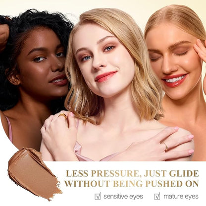 Eyeshadow Makeup Stick, Cream Shimmer, Eyeshadow Highlighter Makeup Eye Brightener Pencil Sticks Cosmetics, with Built-in Brush and Sharpener