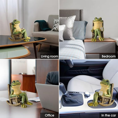 Miniature Frog Garden Statue Gifts Christmas Decorations Fairy Garden Accessories Outdoor Lights Solar Garden Frog Decor Art Housewarming Gift for Patio,Yard,Lawn Ornament,3.89"x2.36"x3.93