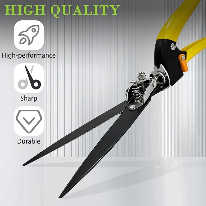 Flower Bed and Grass Shear - Extra Sharp Garden Hand Pruners, Comfortable Ergonomic,Easier Cutting, Less Effort - Gardening Scissors, yellow
