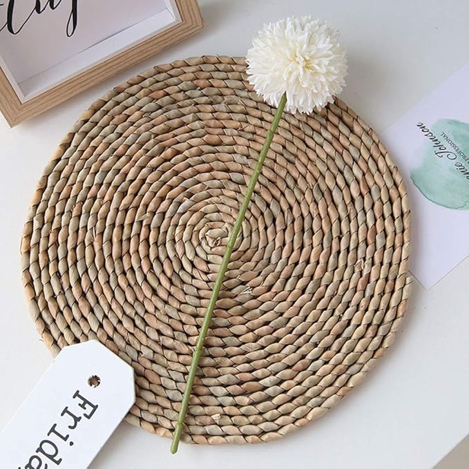 Artificial Flowers Chrysanthemum Ball Flowers Bouquet 10pcs Present for Important People Glorious Moral for Home Office Coffee House Parties and Wedding(Milk White)