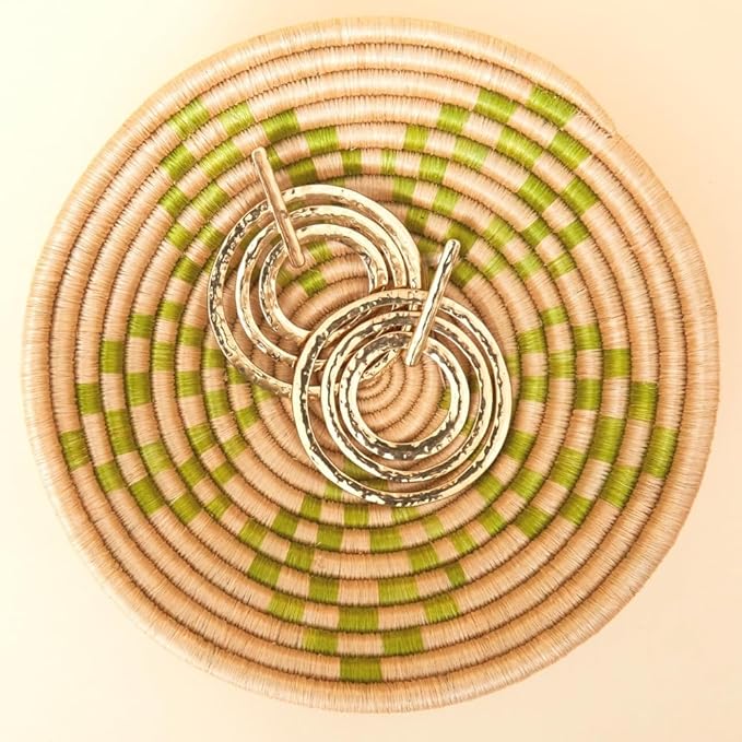Small Decorative Bowl, Centerpiece, Storage, Organizaing, Home Décor Accents, Woven, Boho, 7" Wide, Green