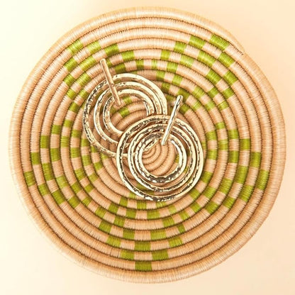 Small Decorative Bowl, Centerpiece, Storage, Organizaing, Home Décor Accents, Woven, Boho, 7" Wide, Green