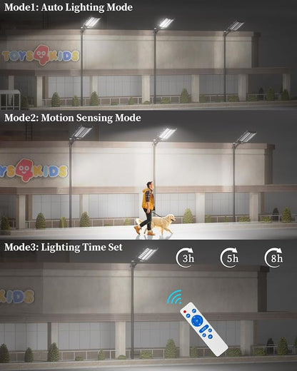Ofuray Of-8600W Solar Street Lights Outdoor, 600000LM Solar Security Flood Lights Parking Lot Lights Dusk to Dawn, 6500k Waterproof Led with Remote Control Motion for Street,Court,Barn