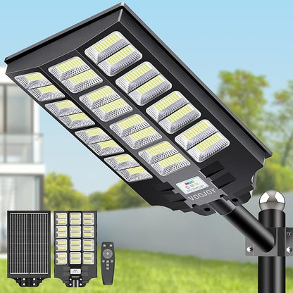 8000W Solar Street Lights Outdoor Waterproof, Dusk to Dawn Solar Lights Outdoor with Motion Sensor and Remote Control for Yard, Parking Lot, Garage, Street, 1 Pack