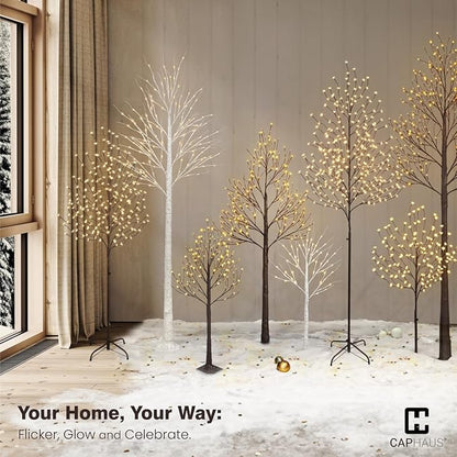 CAPHAUS 8FT Lighted Willow Tree with 240 Warm White LED Lights, Artificial Twinkling Twig Tree for Christmas Decorations Indoor, Holiday & Winter Home Decor