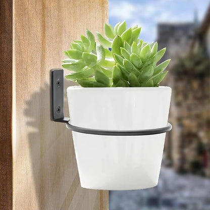 6 Pack 8 inch Flower Pot Holder Ring, Flower Pot Holder Ring Wall Mounted Set Wall Mounted Metal Planter Hanger Matte Black Hanging Plant Holder