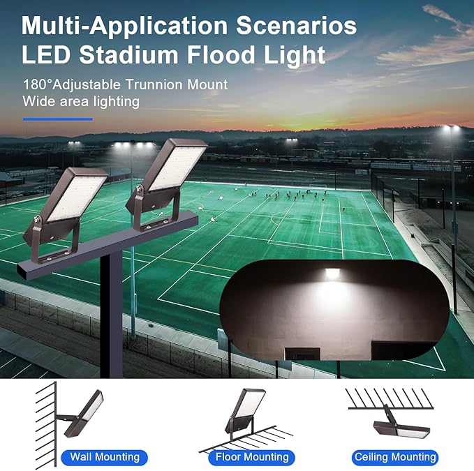 240W LED Flood Light Outdoor, 5700K Daylight LED Stadium Flood Lights, 36720LM Exterior Parking lot Area Lighting, IP65 Waterproof for Stadium,Arena,Parking Lot 120-277VAC,UL&DLC Listed