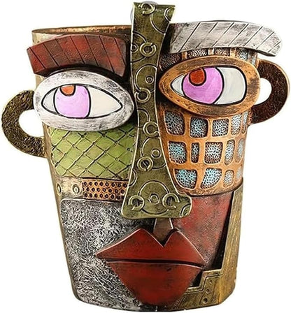 Picasso Brutalist Abstract Beauty Face Flower Pot, Head Planter for Indoor Plants, Funny Abstract Planters (Black)
