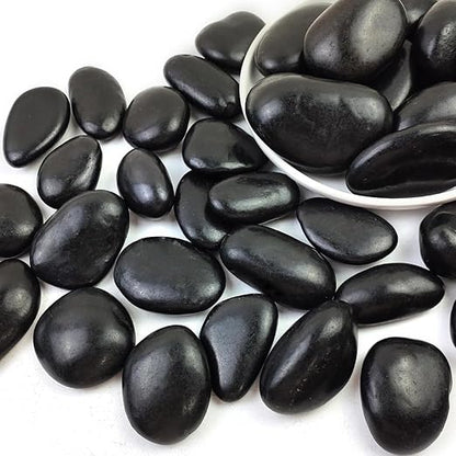 Polished Black River Rocks - 2-3 inch 20LB High Polished Decorative Pebbles, Stones for Landscaping, Natural River Rocks for Outdoor Décor, Plants,Vase Filler,Fish Tank