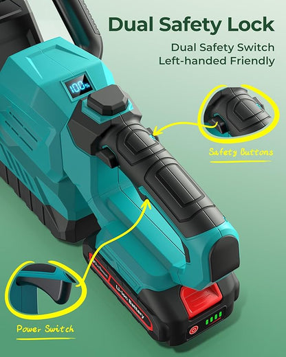 Cordless Hedge Trimmer 20-Inch with Battery Indicator & 2X 2000mAh Batteries, 180° Rotatable Head, 3000RPM Electric Brush Cutter for Hedges, Shrubs, Branches