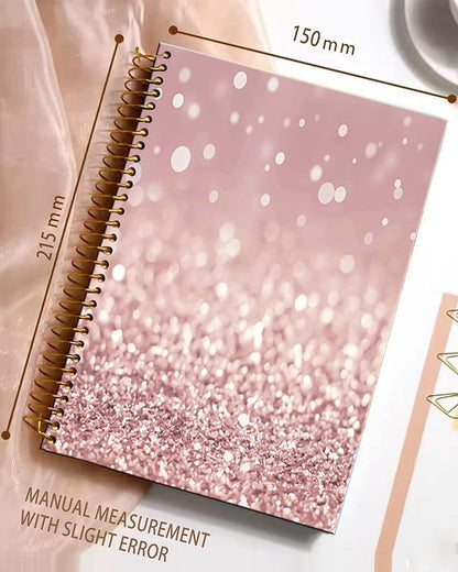 iampanda Spiral Journal Notebook,Strong Twin-Wire Binding with Premium Paper for Girl Women,60 Sheets A5 College Ruled Notebook/Journal,Luxury Design Perfect for School Office Home Gifts,Pink Glitter