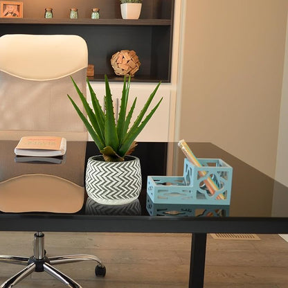 Ferrisland Artificial Potted Plants Fake: 12" Aloe Vera Desk Faux Potted Indoor Home Decor - Succulent Decorations in Pots for Office or Living Room Table Shelf Aesthetic