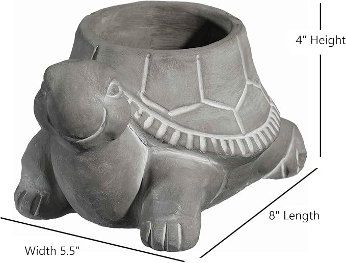 Classic Home and Garden Cement Buddies Animal Planter - Cute Desk Decoration - UV Coated Animal Vase w/Removable Drain Plug -Succulent Planter for Indoor/Outdoor Use (Turtle Planter, Natural, Large)