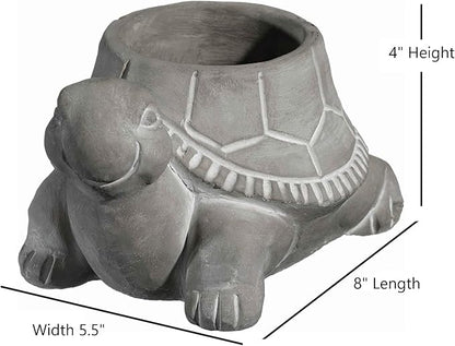Classic Home and Garden Cement Buddies Animal Planter - Cute Desk Decoration - UV Coated Animal Vase w/Removable Drain Plug -Succulent Planter for Indoor/Outdoor Use (Turtle Planter, Natural, Large)