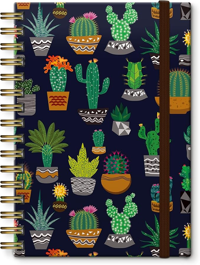 Cute Spiral Journal Notebook,Binding with Premium Paper for Girl Women,Cool Funny 120 Pages,100gsm A5 College Ruled NotebookJournal,Perfect for Gifts Nurse Teacher Women(Cute cactus)