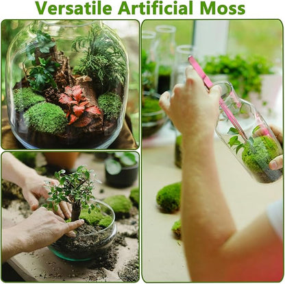 Potanro Faux Green Moss 5.3oz Artificial Fake Plant Moss Preserved Moss for Potted Plants Indoor Plants, Crafts, Planters, Bonsai Artifcial, DlY Floral Decorative Moss, Garden Wedding Decor