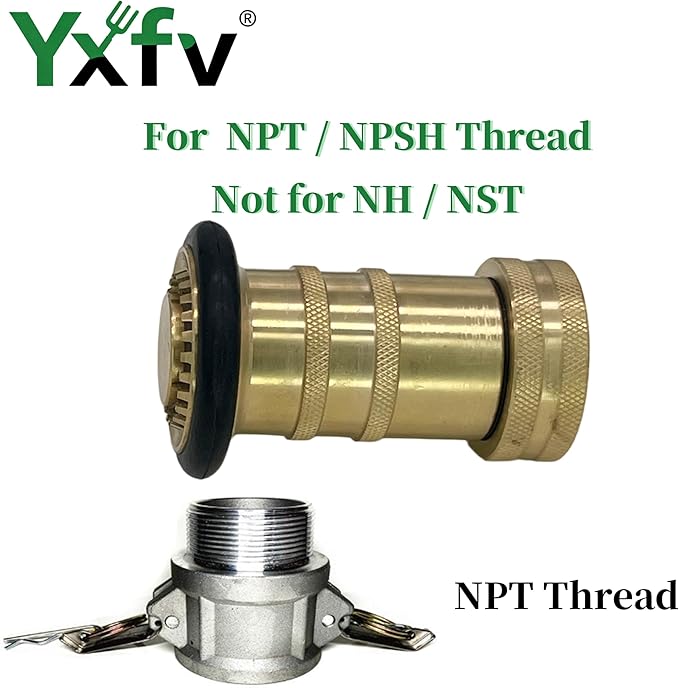 Heavy-Duty Brass Fire Hose Nozzle - 1" NPT/NPSH Adjustable Jet & Fog Spray Nozzle for Fire Fighting, Industrial Safety, Dust Control & Washdown