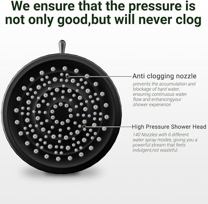 Filtered Shower head for Healthier Hair & Skin – Removes Chlorine & Heavy Metals,6 Mode Settings High Pressure Shower Head Filter for Hard Water, Easy install,One-touch Quickly Filter Replacement