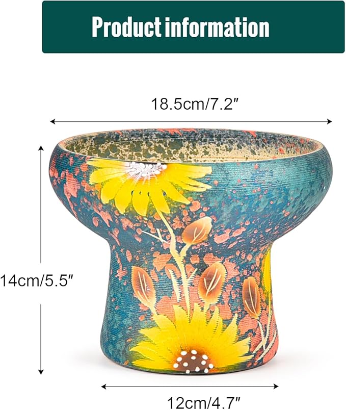 Sungmor 7.5 Inch Large Succulent Plant Pots, Pretty Hand Painted Ceramic Planter with Drainage, Indoor Outdoor Cactus Planter Bonsai Pot, Flower Pot for Indoor Plants Garden Windowsill Desktop Decor