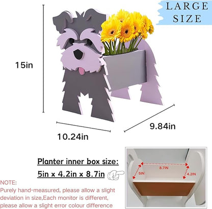 Gray Schnauzers Dog Planter Plant Pots,Cute Large Dog Flower Planter,Gifts for Pet Lovers,Unique Animal Plant Pots,Office,Indoor Outdoor Garden Decor(9.84 * 10.24 * 15in)