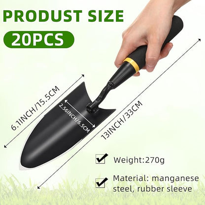 20 Pcs Garden Trowel Heavy Duty Garden Hand Shovel Tool Carbon Steel Trowel for Digging Metal Hand Shovel Spade with Resin Handle for Lawn Yard Farm Home Shop Planting