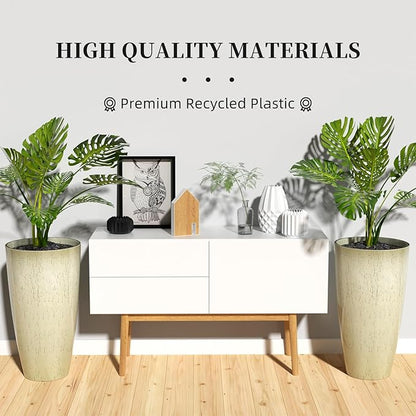 QCQHDU 21 inch Tall Planters for Outdoor & Indoor Plants, 2 Pack Sturdy Plant-Flower-Tree Pots for Front Porch Patio Deck Living Room Decor