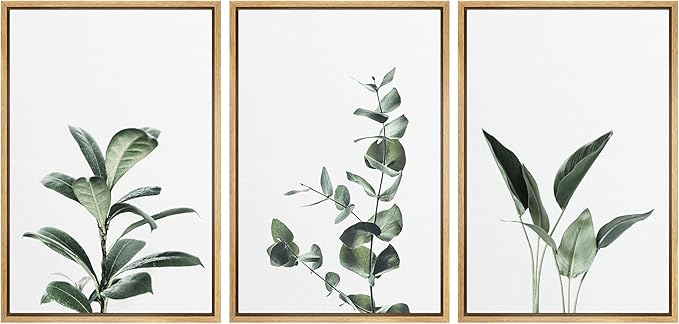Ashbrook Framed Canvas Print Wall Art Set Green Floral Forest Plant Variety Nature Wilderness Photography Modern Art Minimal Chic Colorful for Living Room, Bedroom, Office - 16"x24"x3 Natural