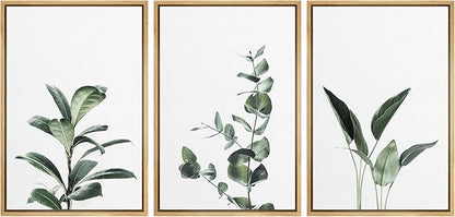 Ashbrook Framed Canvas Print Wall Art Set Green Floral Forest Plant Variety Nature Wilderness Photography Modern Art Minimal Chic Colorful for Living Room, Bedroom, Office - 16"x24"x3 Natural