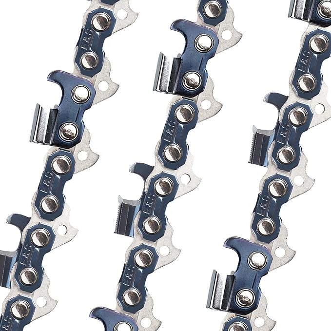 E & S 3 Pack 20 Inch Chainsaw Chain 3/8" Pitch .050" Gauge 72 Drive Links Semi-Chisel Chain Saw Chains for Husqvarna, Poulan, Craftsman, Greenworks and More Chainsaw Brands
