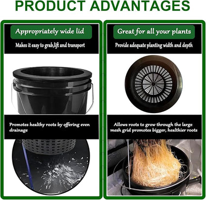 HG10MESHPOT 10-Inch Wide Lip Mesh Net Pots (2-Pack), 5 Gallon Bucket Lids for DWC Hydroponics, Perfect for Pitcher Plant Cultivation