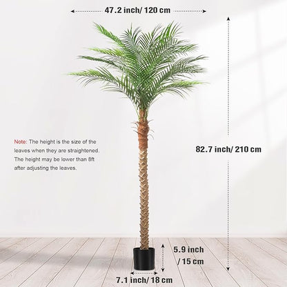 Artificial Phoenix Palm Tree 7ft Tall 2 Set – Fake Large Tropical Tree with 15 Adjustable Leaves, Outdoor Indoor Faux Sago Palm Plant for Living Room Patio Poolside Yard Decor (2, 7ft)