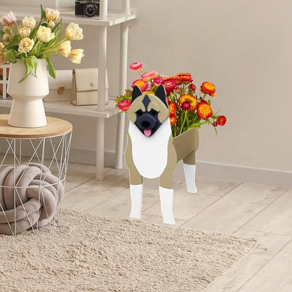 American Akita Dog Planter Plant Pots,Cute Dog Flower Planter,Gifts for Pet Lovers,Unique Animal Plant Pots,Office,Indoor Outdoor Garden Decor(9.45 * 6.1 * 13.39in)