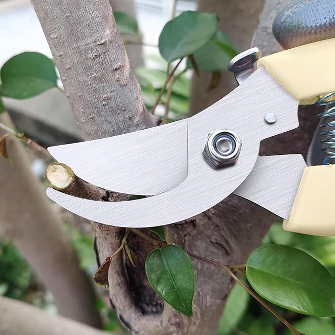 Flower Scissors, Flower Shears High Strength Steel Sharp, Ergonomic Handle Pruning Shears for Gardening, Lightweight Garden Scissors, 1-inch Cut Capacity Rust Resistant for Plants Bonsai-White
