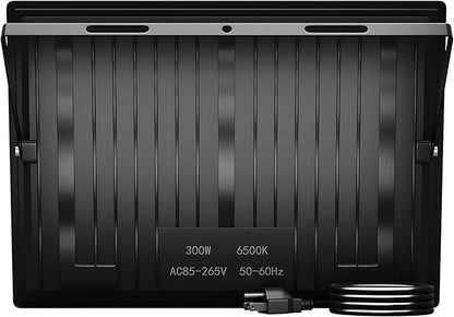 XXBSAZ 300W LED Flood Light Outdoor, High Power Plug-in & Hardwired Commercial Work Light, IP66 Waterproof 6500K Daylight for Parking Lots, Warehouses & Construction Sites (2 Pack)