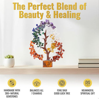 7 Chakra Healing Crystal Tree of Life Kit, Bracelet, Pendant, Necklace, Feng Shui Money Bonsai Tree, Positive Energy for Women, Mom, Sister and Housewarming Decoration