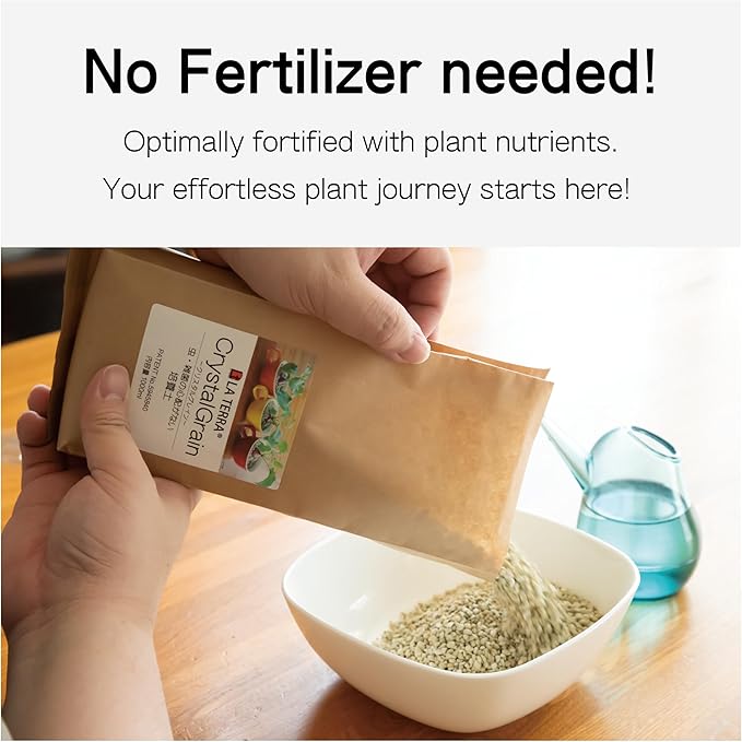 Sustainable Clean Soil for Herbs, Vegetable and Flowers, 2L (Medium Grain) Made in Japan– Nutrient-Enriched, No Mess, Reusable-La Terra Crystal Grain