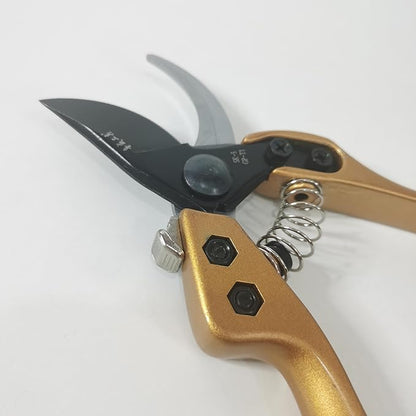 Pruning Shears for Gardening, Garden Scissors and Clippers for arthritis weak, Professional Branch Garden Secateurs (Gold)