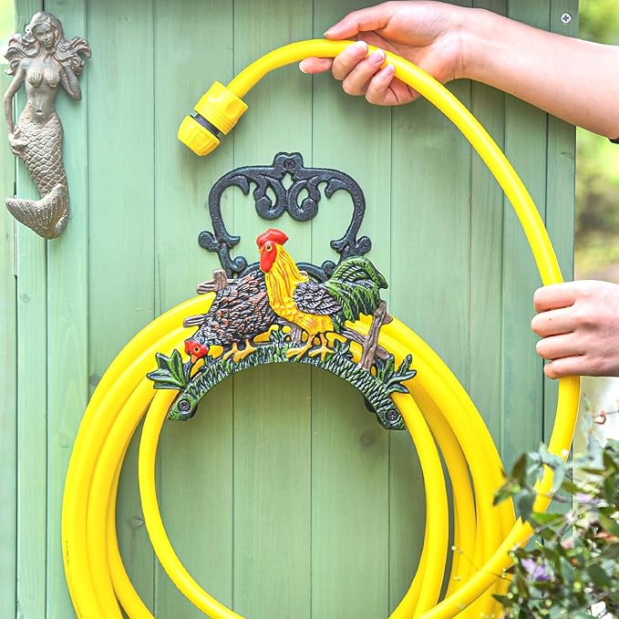 Sungmor Heavy Duty Cast Iron Hose Holder, Garden & Yard Decorative Wall Mounted Hose Butler, Water Pipe Holds, Rack, Hanger, Antique Wall Decorations