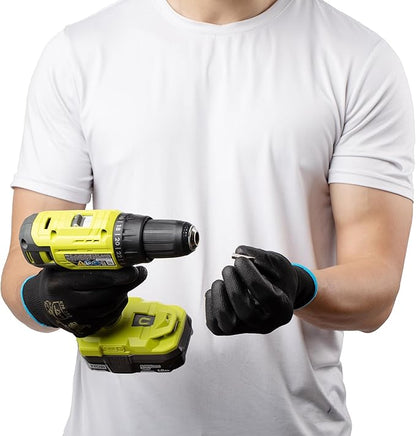 G & F Work Gloves for Men, Lightweight Grip, Polyurethane Coated, Touchscreen Compatible, Flexible & Breathable, Durable Construction, Ideal for Gardening, Mechanics, and General Duty Tasks, 12 Pairs