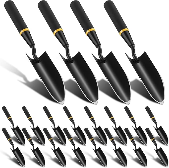 20 Pcs Garden Trowel Heavy Duty Garden Hand Shovel Tool Carbon Steel Trowel for Digging Metal Hand Shovel Spade with Resin Handle for Lawn Yard Farm Home Shop Planting