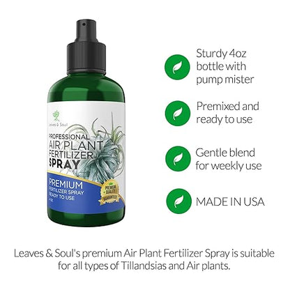 Professional Air Plant Pump Spray Fertilizer Mist | Pre Mixed for Weekly Use | Gentle Blend & Gardening Supplies | 4 oz Bottle